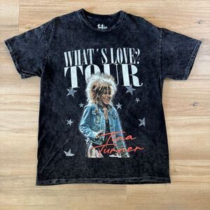 Tina Turner What’s Love World Tour Acid Wash Black Shirt Size Small Oversized